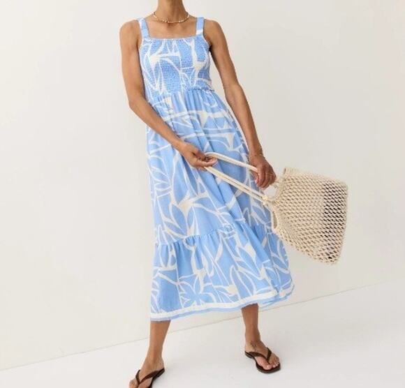 Marine Layer Dresses & Skirts - Marine Layer Sz M Selene Maxi Smocked Dress Blue Azul Mosaic Resortwear Cruise